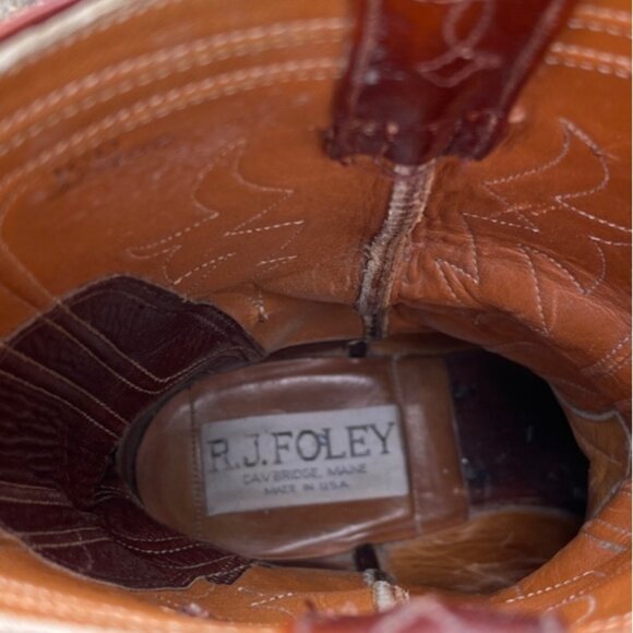 Vtg Y2K RJ Foley Men Cowboy Boots Size 10D Brown Leather Western Rodeo Farmcore - Picture 9 of 14